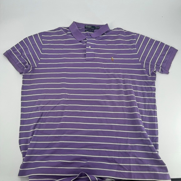 Polo by Ralph Lauren XXL Purple Striped Mercerized Pima Mesh Polo Shirt - Picture 1 of 3